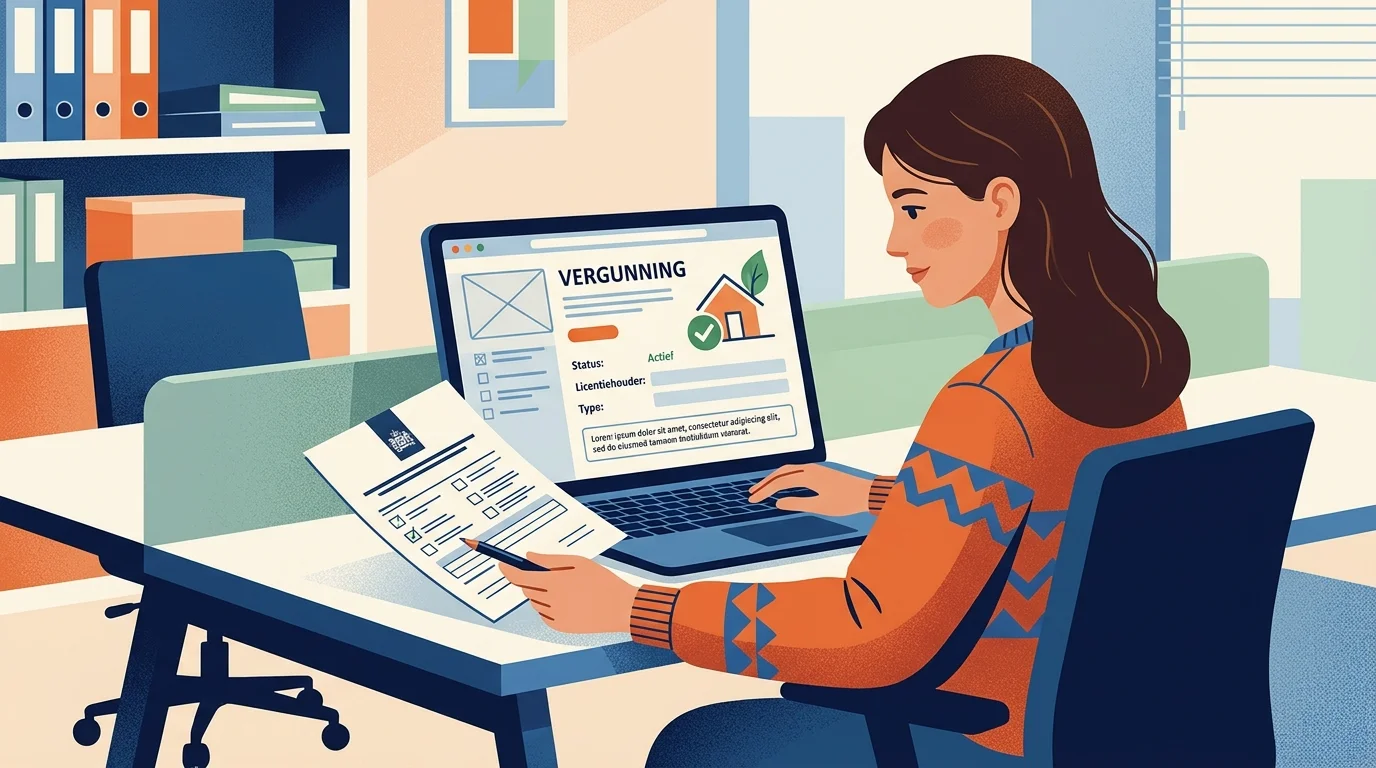 Schermloze illustratie van een vergunningcontrole met officiële Nederlandse informatiebronnen
