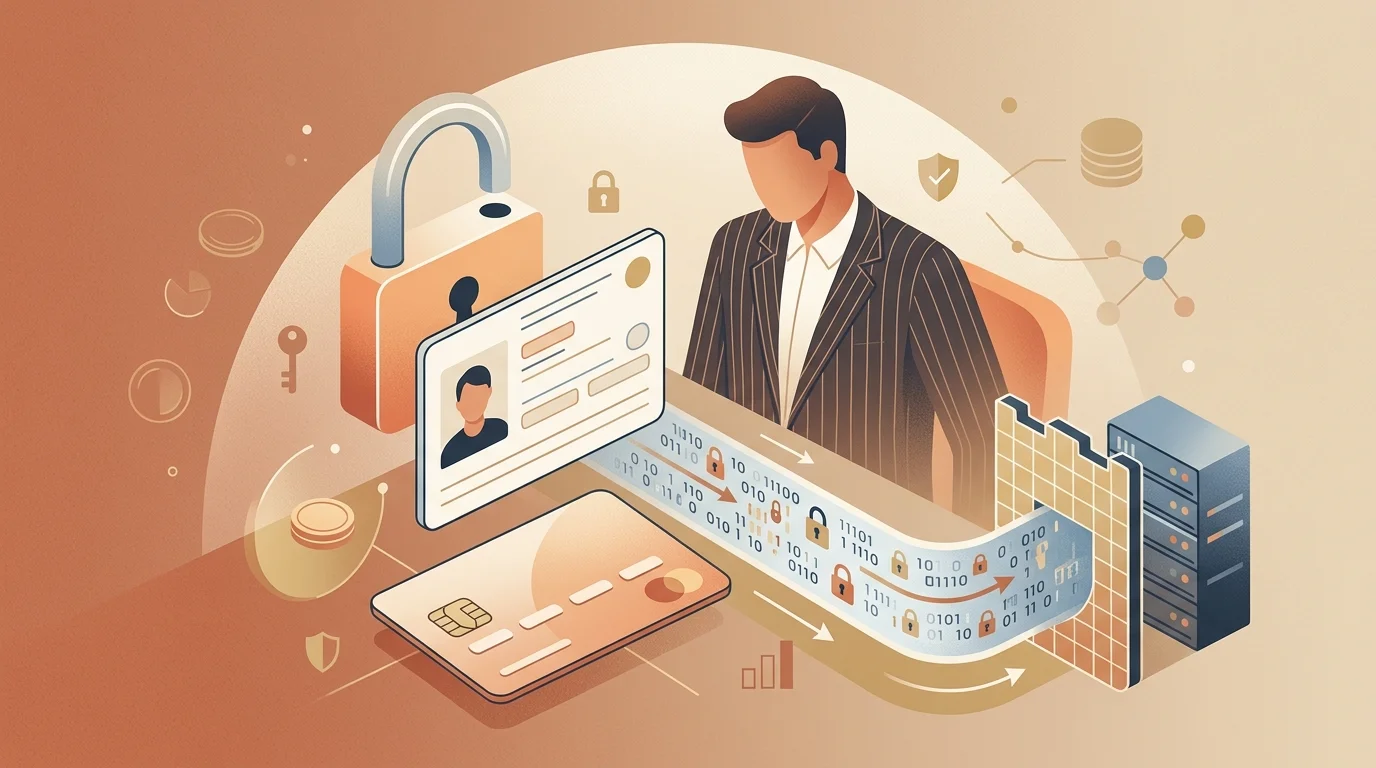 Veilige betaling en identiteitscontrole uitgebeeld met kaart, document en slot