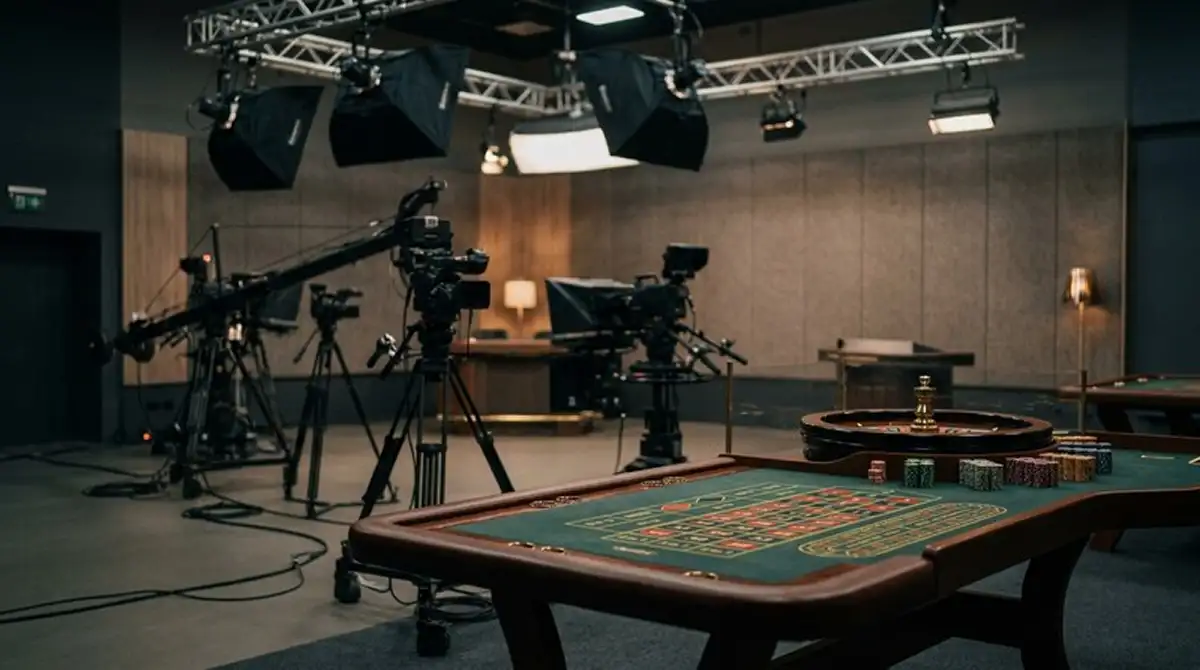 Live casino studio zonder Nederlandse licentie met roulette-opstelling